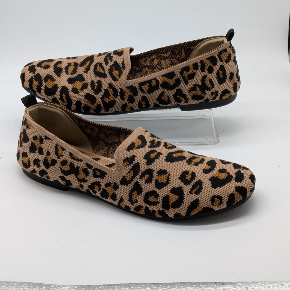Steve Madden Raine Leopard Knit Smoking Loafers Flats Women's Size 10